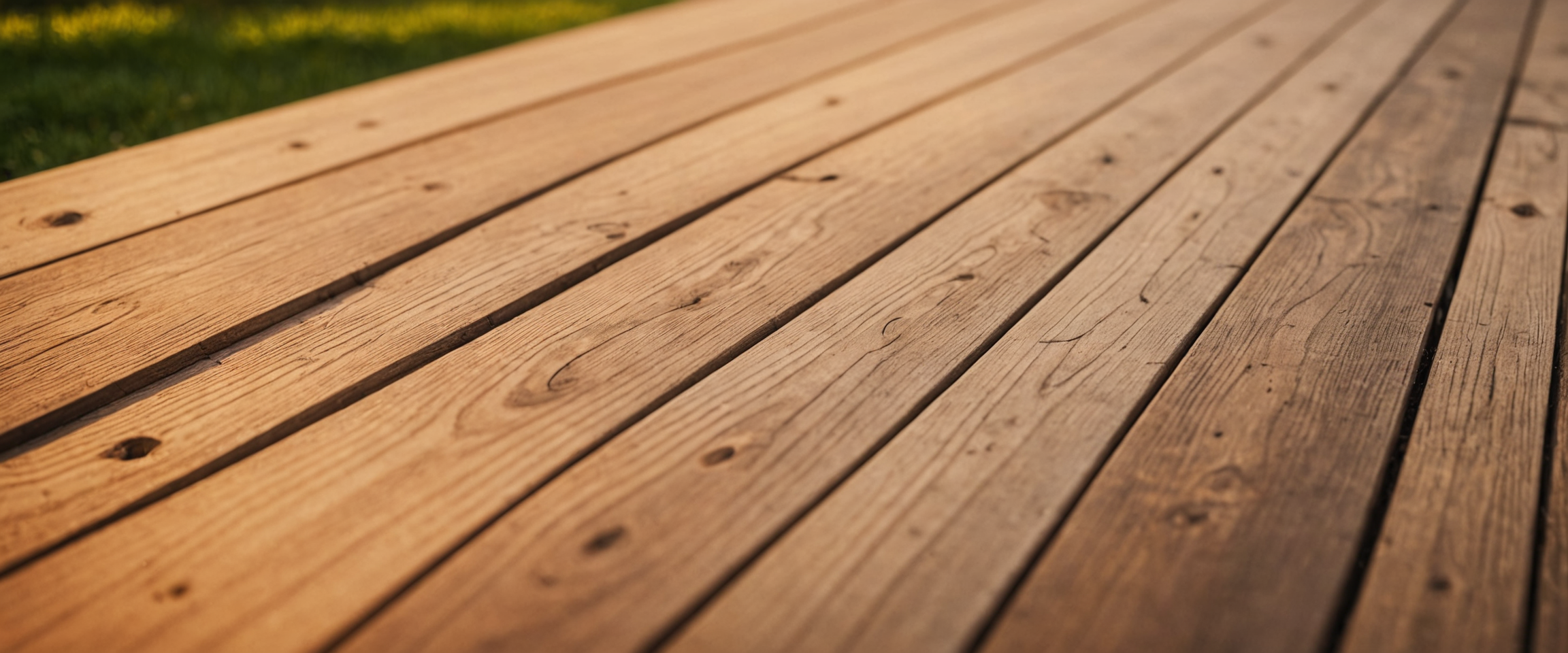 Cedar deck boards catching golden hour light
